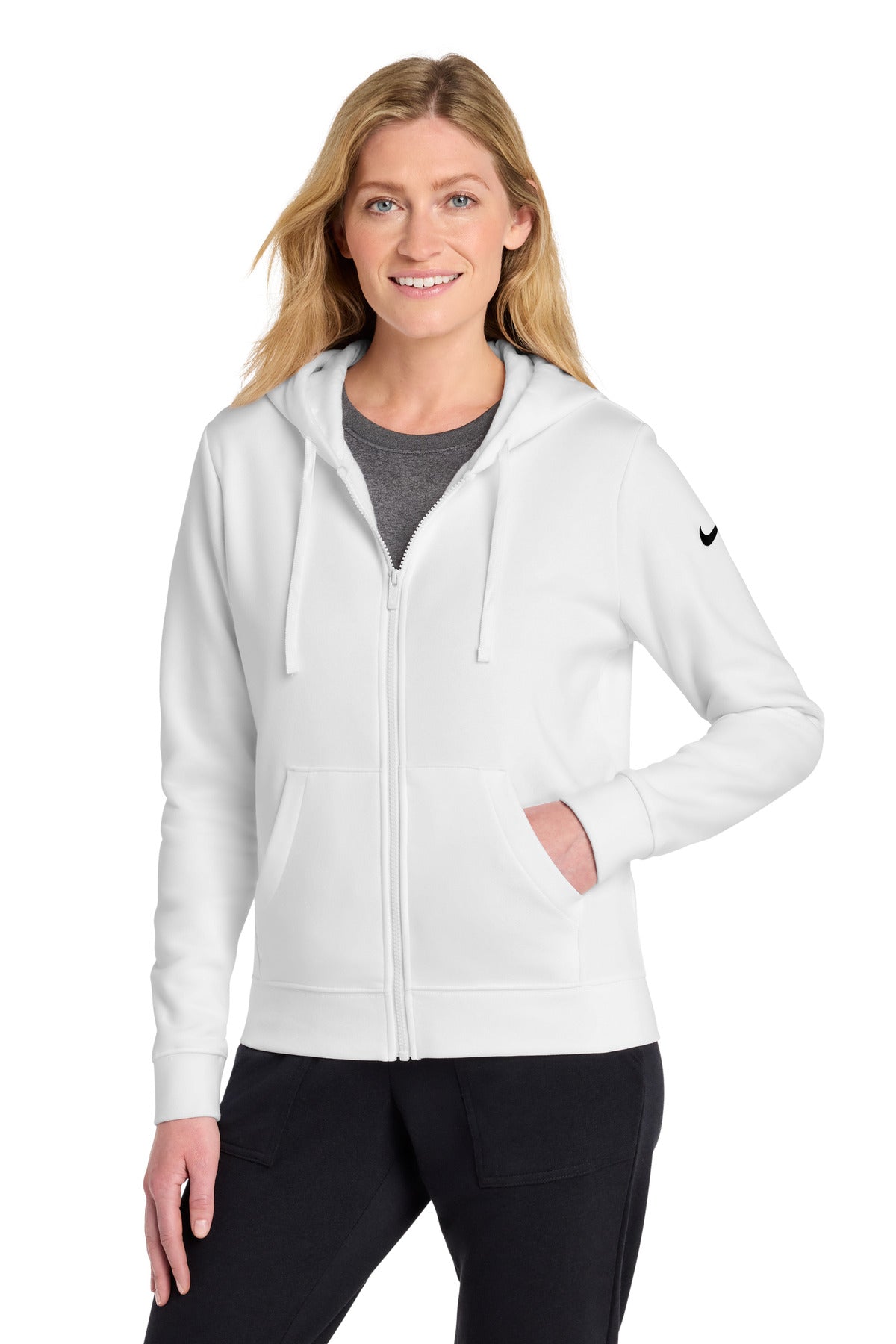 Nike Women's Club Fleece Sleeve Swoosh Full-Zip Hoodie NKFD9890