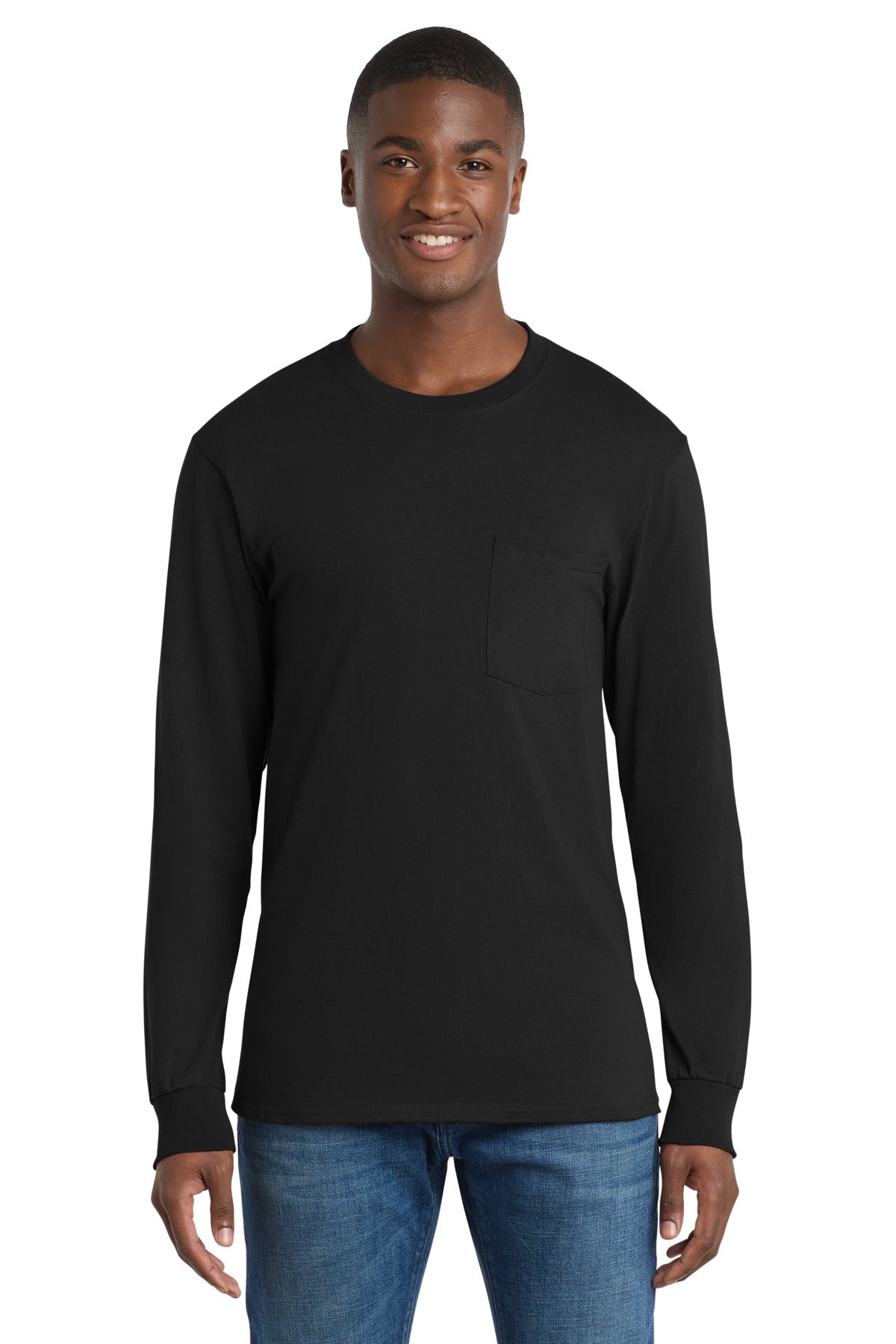 Port & Co ™  Tall Long Sleeve Essential Pocket Tee. PC61LSPT