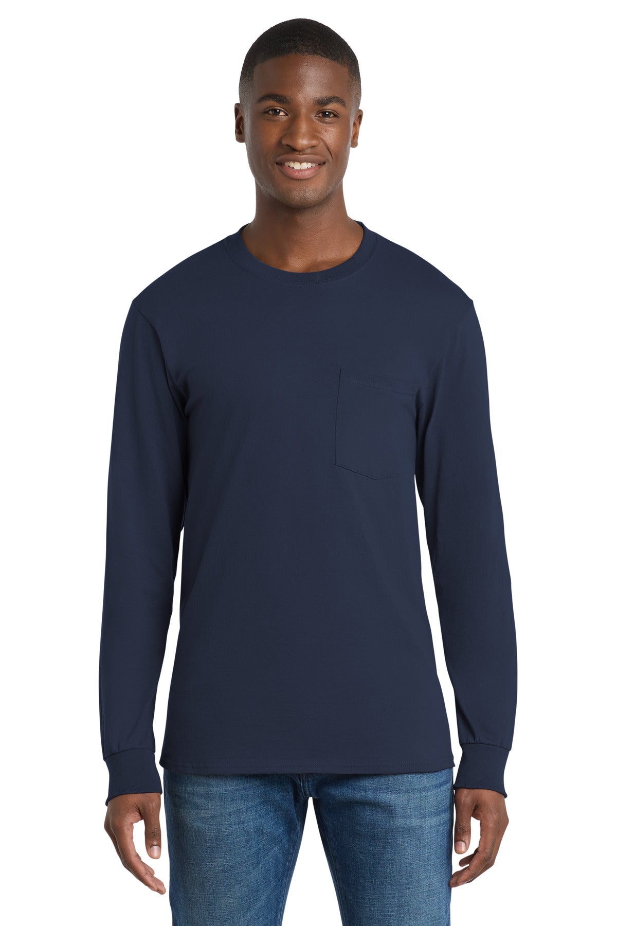 Port & Co ™  Tall Long Sleeve Essential Pocket Tee. PC61LSPT