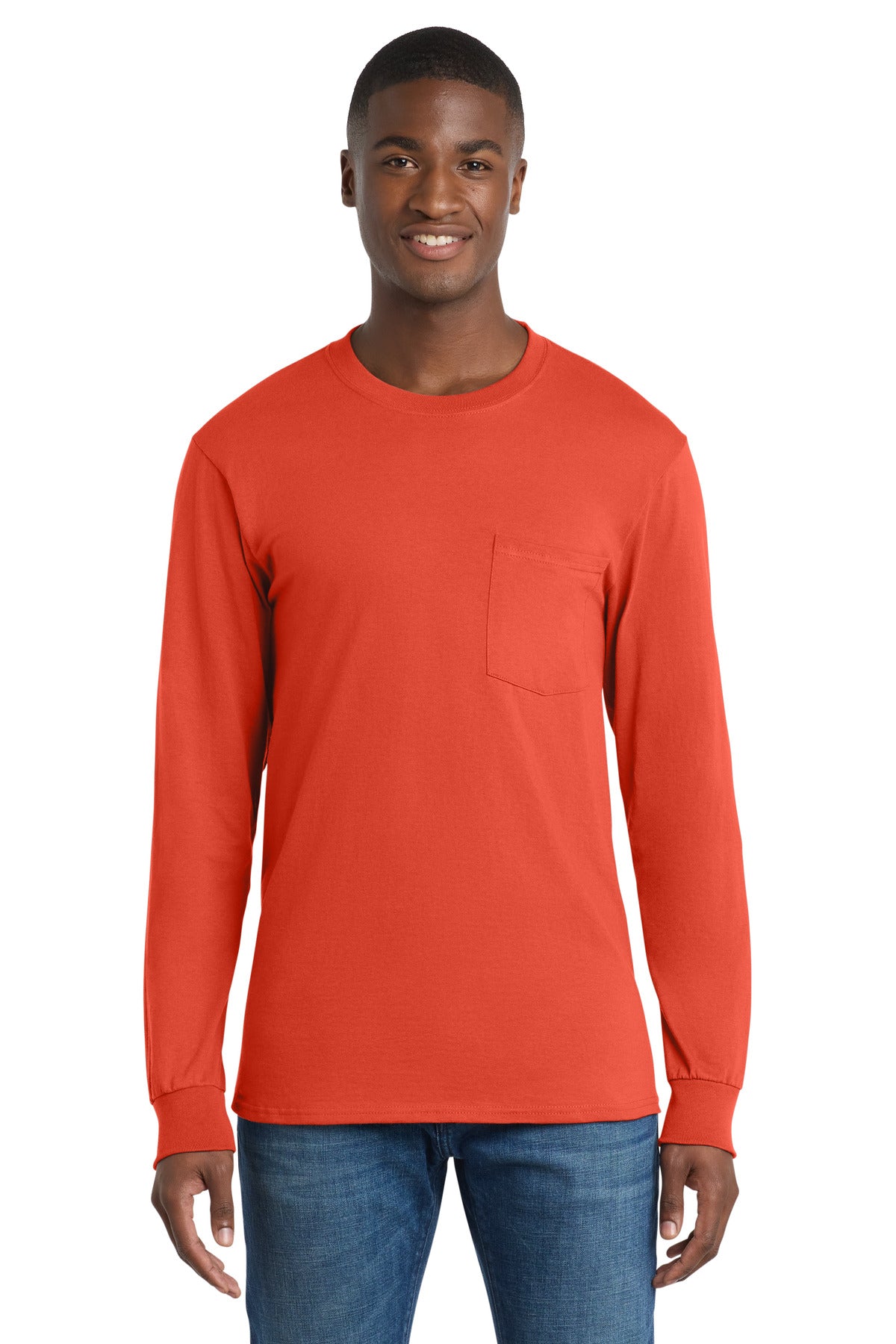 Port & Co ™  Tall Long Sleeve Essential Pocket Tee. PC61LSPT
