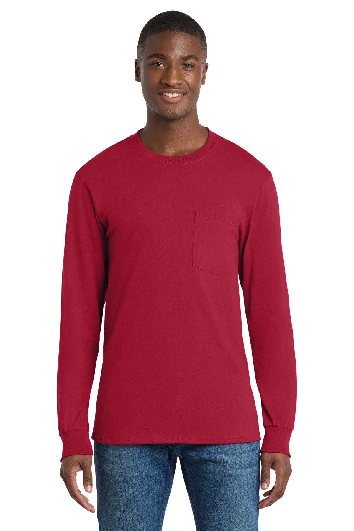 Port & Co ™  Tall Long Sleeve Essential Pocket Tee. PC61LSPT
