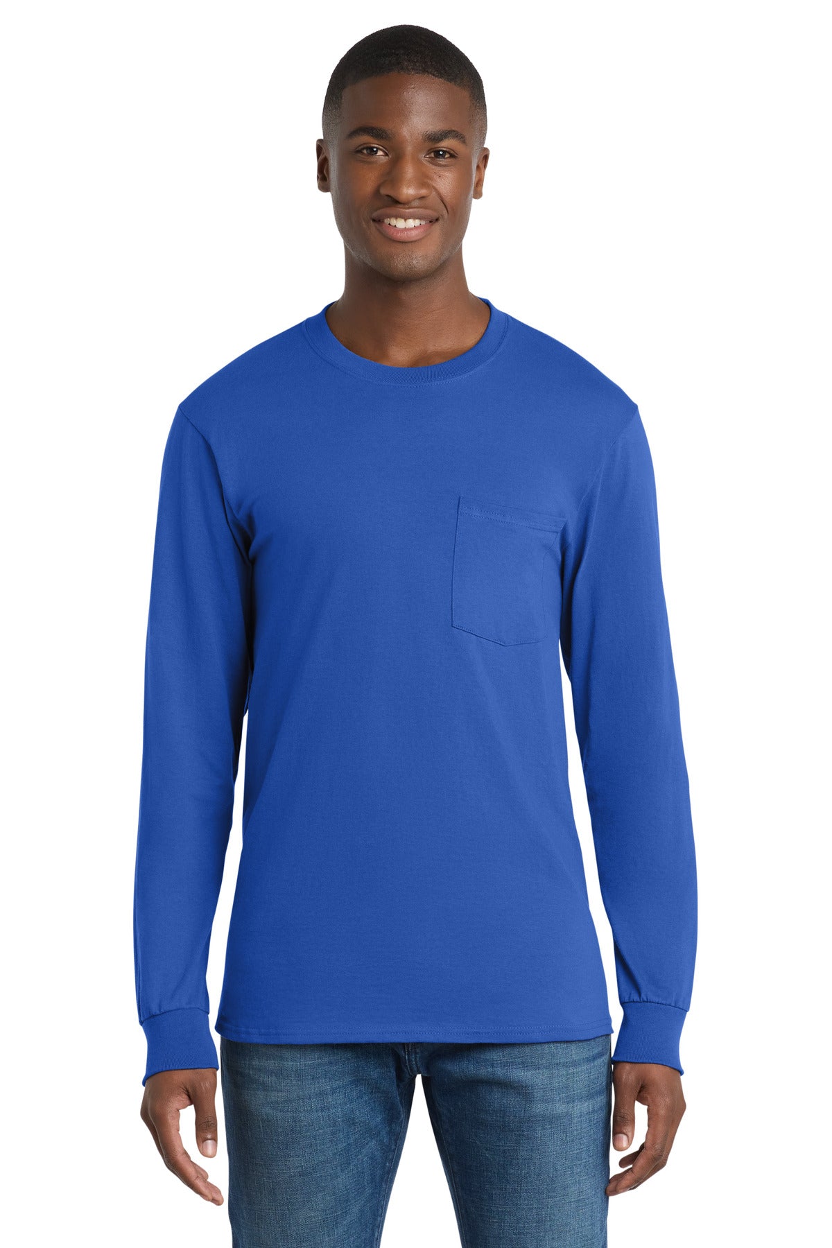 Port & Co ™  Tall Long Sleeve Essential Pocket Tee. PC61LSPT