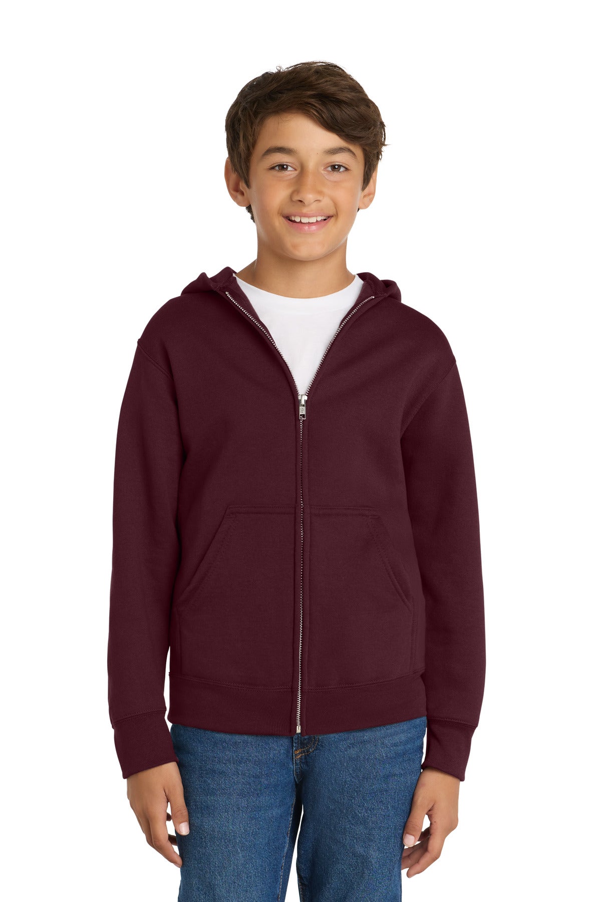 Port & Co ™  Youth Core Fleece Full-Zip Hooded Sweatshirt.  PC90YZH