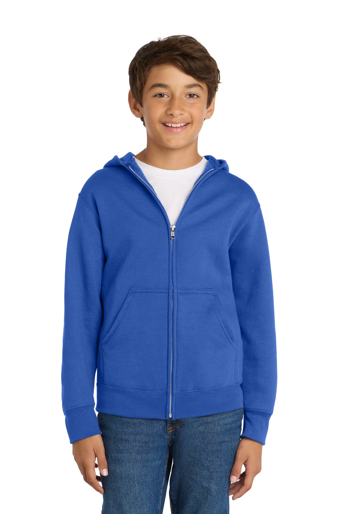 Port & Co ™  Youth Core Fleece Full-Zip Hooded Sweatshirt.  PC90YZH