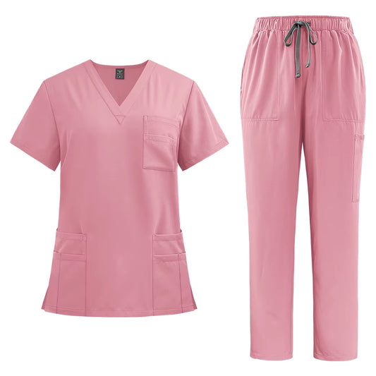 Törst - New V-Neck Split-Style Medical Scrubs Set with Straight-Leg Pants and Pockets