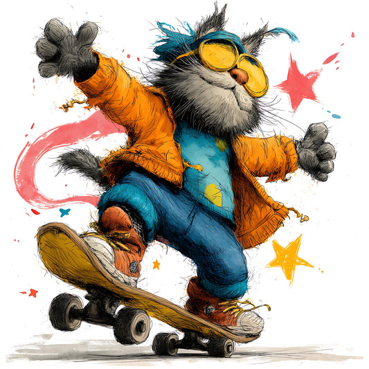 Skateboarding Cat 12