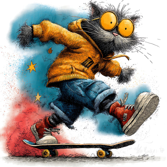 Skateboarding Cat 03