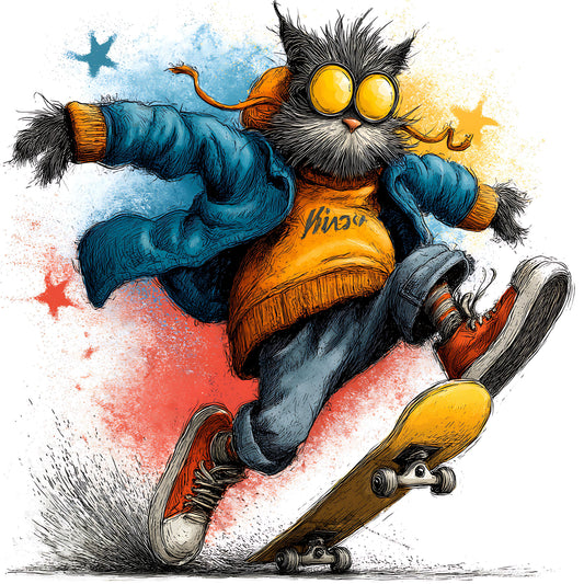 Skateboarding Cat 04