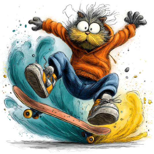Skateboarding Cat 09