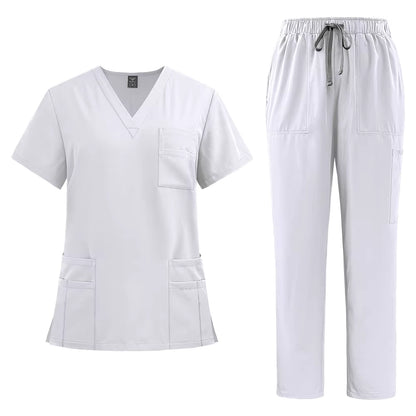 Törst - New V-Neck Split-Style Medical Scrubs Set with Straight-Leg Pants and Pockets